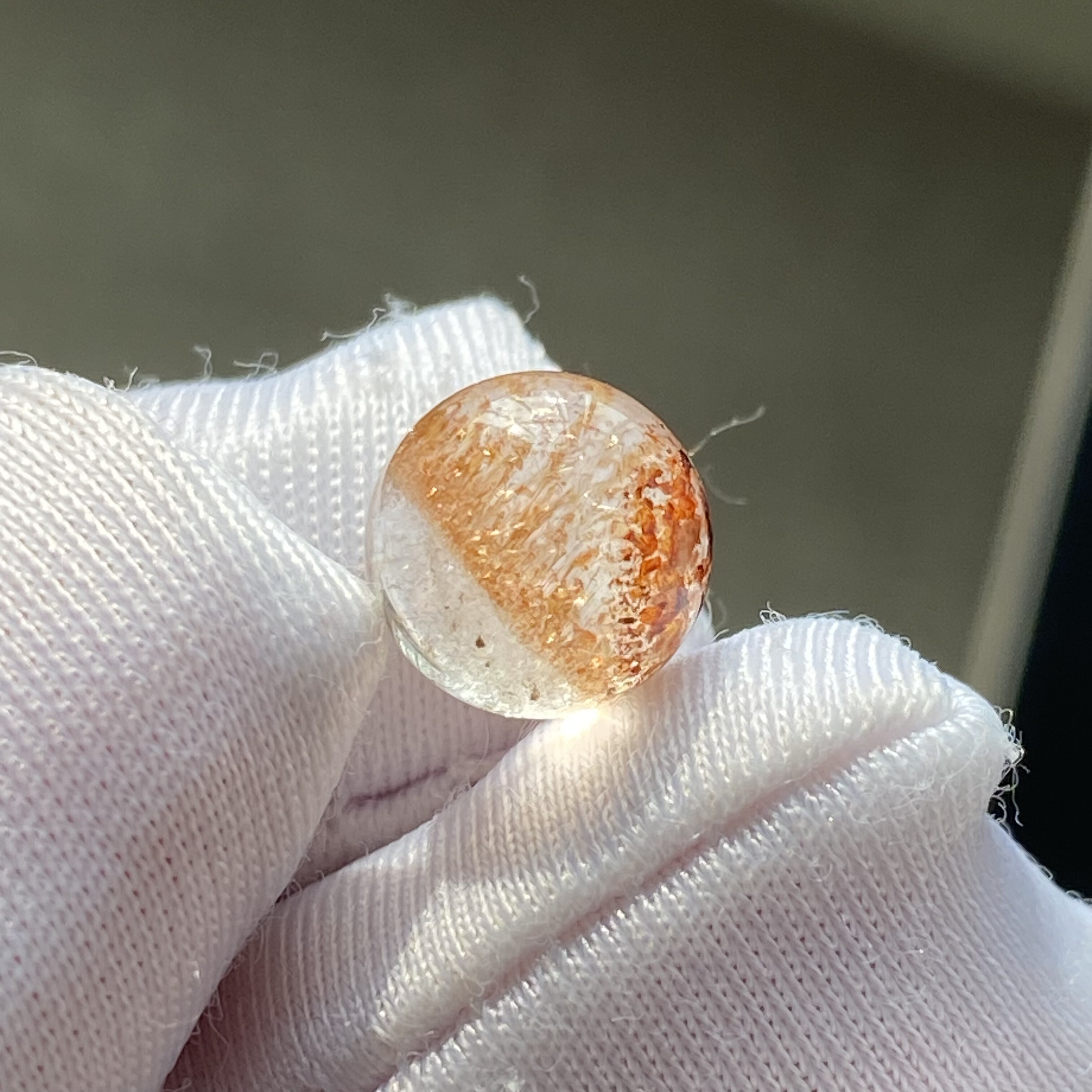 天然水晶金草莓晶吊坠圆珠DIY水晶单珠饰品裸石可做戒指8.5mm