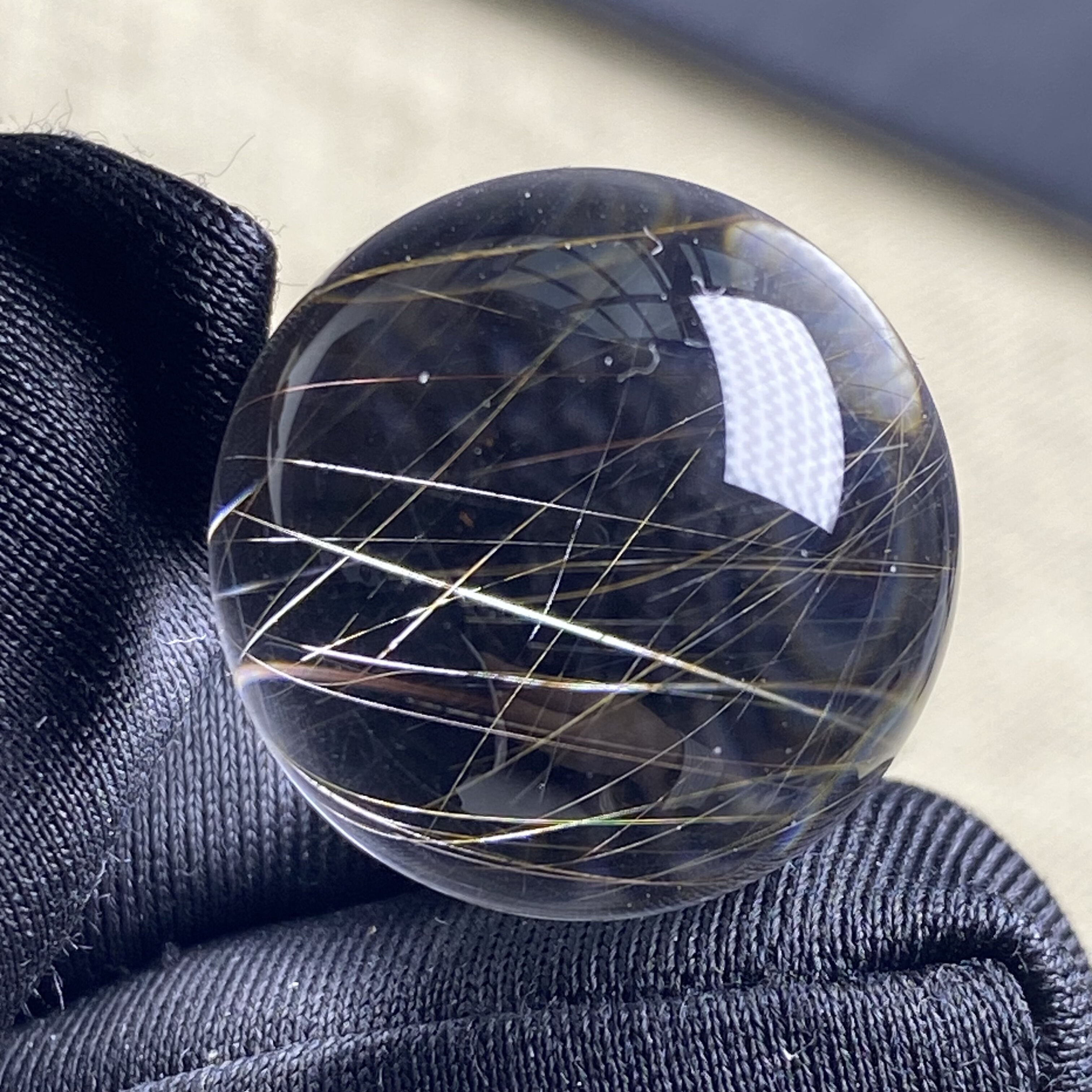 天然水晶发晶吊坠圆珠DIY水晶单珠饰品项链19.5mm一物一图