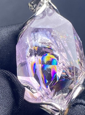 天然紫水晶彩虹吊坠男女款紫晶饰品项链挂坠 一物一图