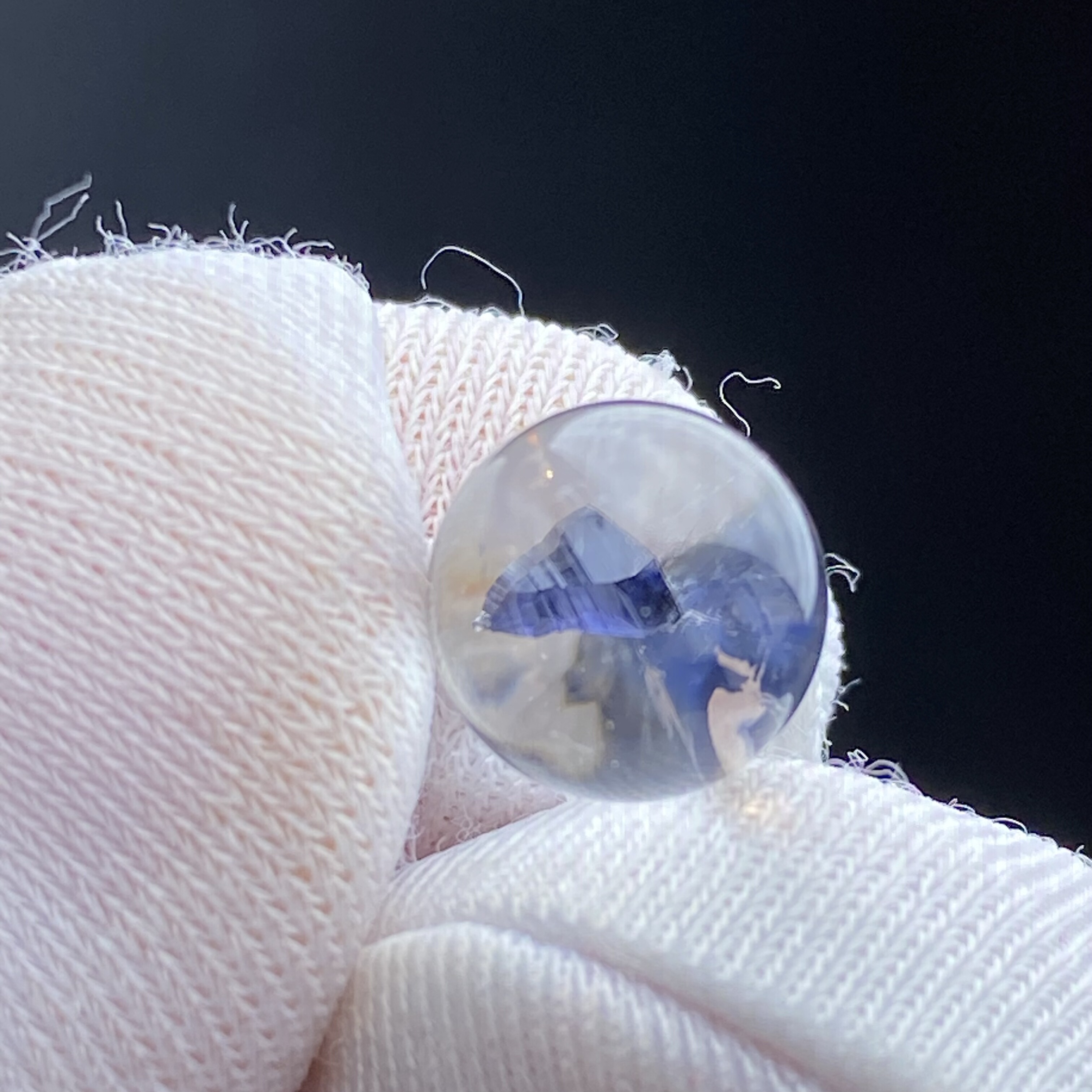 天然水晶包裹体蓝矿吊坠圆珠DIY水晶单珠饰品可做戒指8.5mm