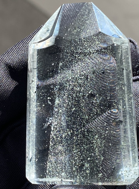 天然水晶绿幽灵黑云母共生裸石吊坠项坠挂坠毛衣链饰品一物一图