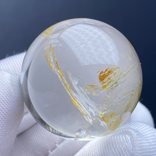 天然水晶黄胶花吊坠圆珠DIY水晶单珠饰品项链24mm一物一图