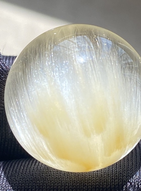 天然水晶顺发黄兔毛吊坠圆珠DIY兔毛水晶饰品项链20mm一物一图