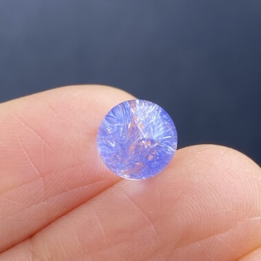 天然水晶蓝发晶吊坠圆珠DIY蓝线石单珠饰品项链7.5mm可做戒指