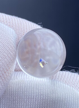 天然水晶包裹体七彩锐钛矿吊坠圆珠DIY矿石单珠饰品项链12mm