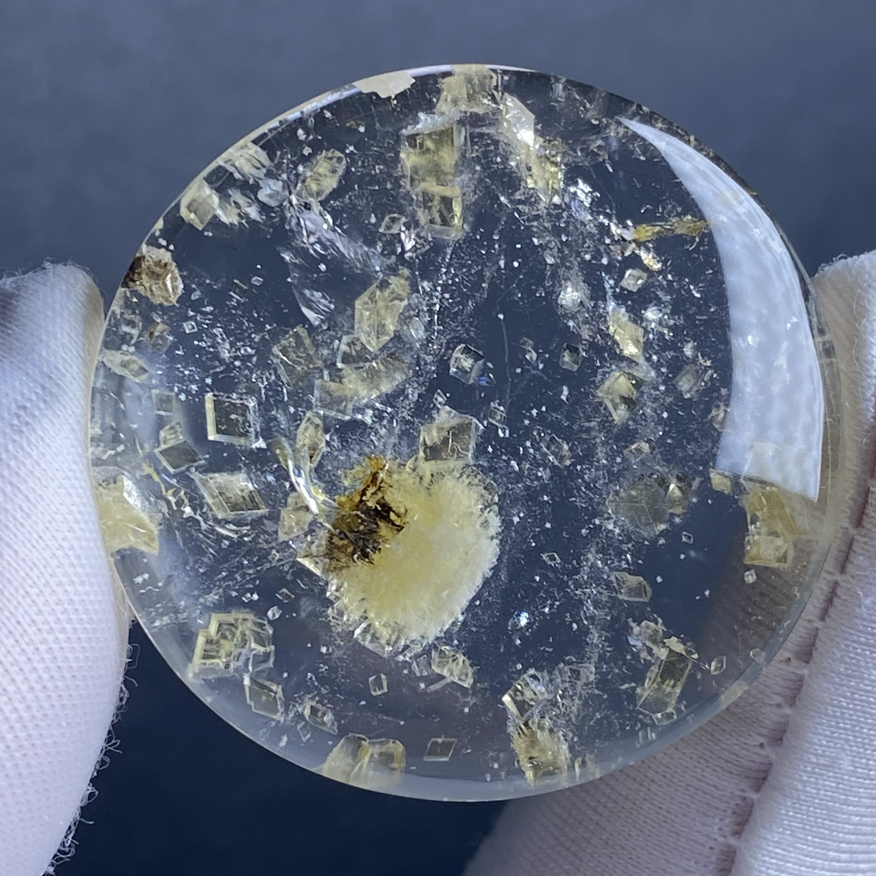 天然水晶包裹体黄色矿石吊坠裸石男女款水晶挂坠毛衣链饰品