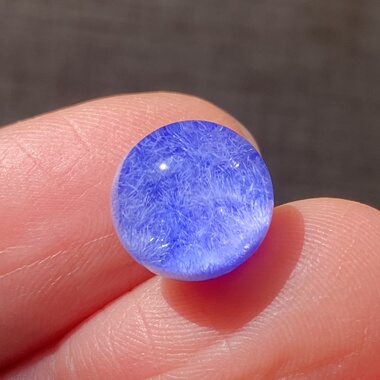 天然水晶蓝发晶吊坠圆珠DIY蓝线石单珠饰品项链9.5mm一物一图