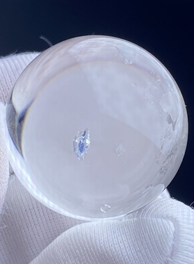 天然水晶包裹体蓝色矿石吊坠圆珠DIY矿石水晶单珠饰品项链22mm