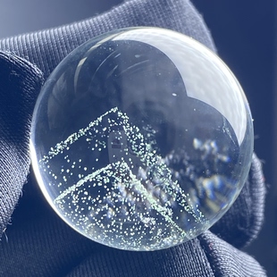 天然水晶青幽灵银山金字塔吊坠圆珠DIY水晶单珠饰品项链23.5mm