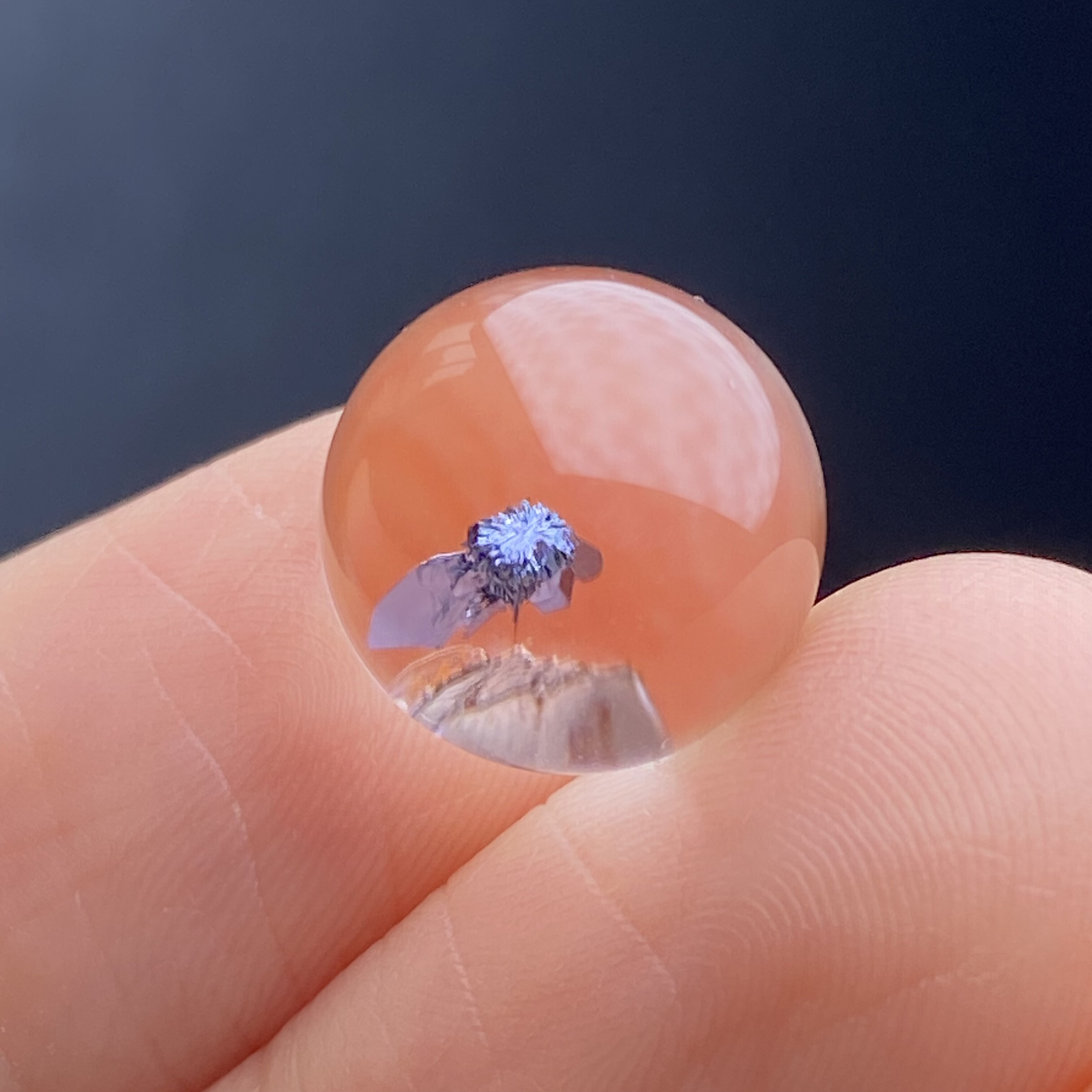 天然水晶包裹体蓝矿吊坠圆珠DIY水晶单珠饰品项链可做戒指11.5mm