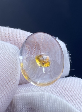 天然水晶包裹体黄色矿石吊坠裸石DIY水晶矿石饰品可做戒指