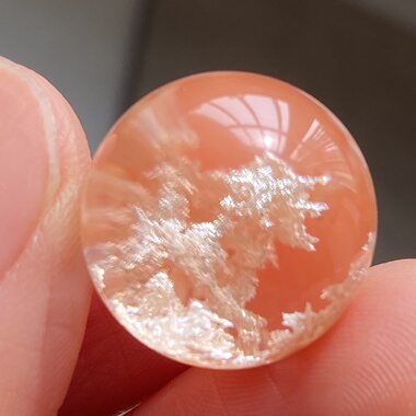 天然水晶淡粉幽灵吊坠圆珠DIY幽灵单珠饰品项链16.5mm一物一图