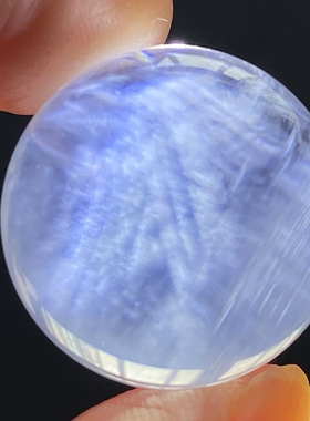 天然白水晶蓝针吊坠圆珠DIY水晶单珠饰品配珠显针20.5mm一物一图