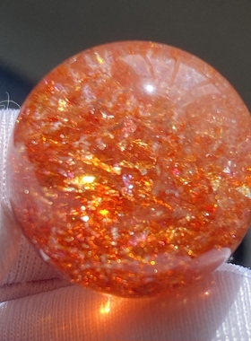 天然水晶七彩草莓晶吊坠圆珠DIY水晶单珠饰品项链17.5mm一物一图