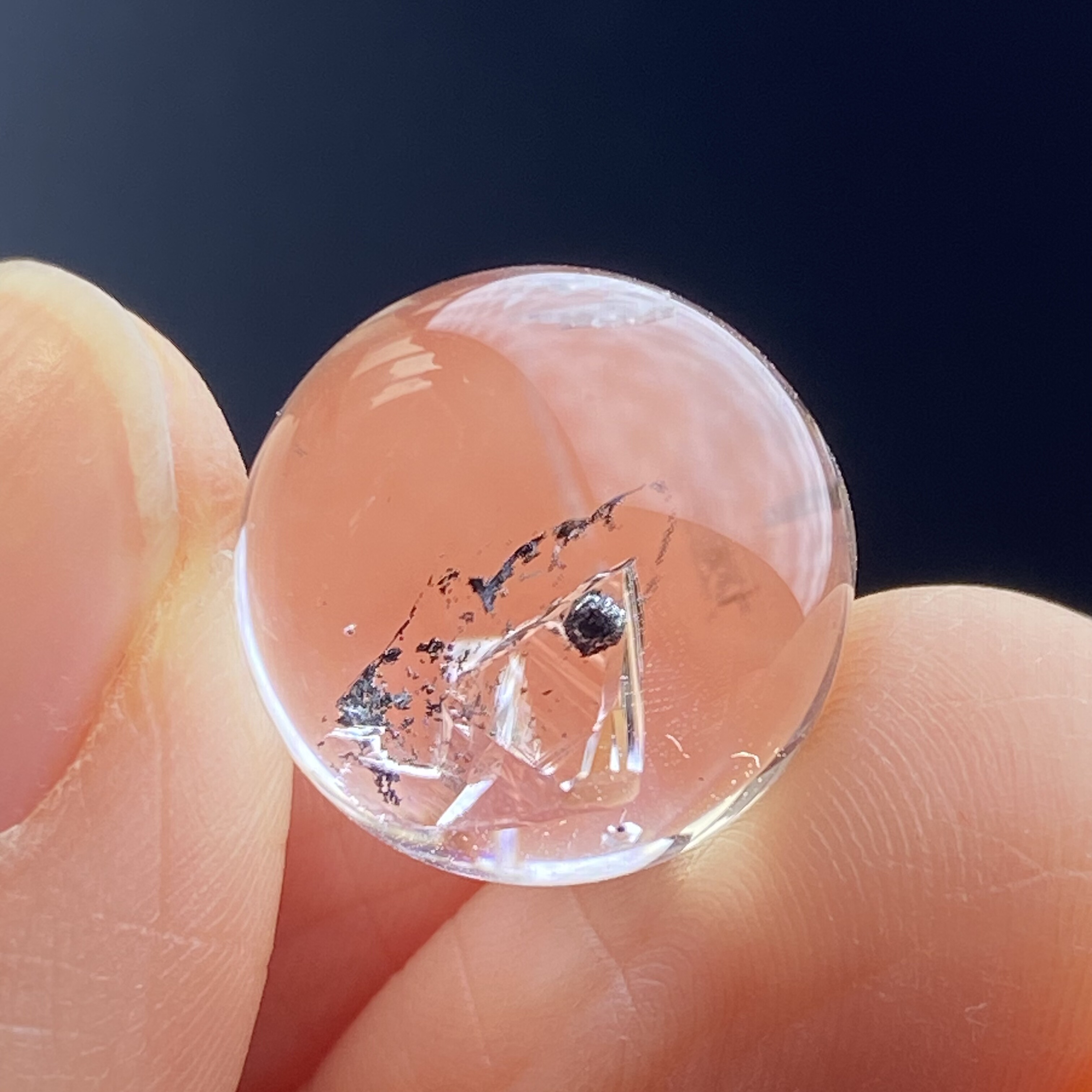 天然白水晶水胆吊坠圆珠DIY水晶单珠饰品项链14mm一物一图