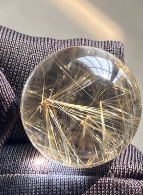 天然水晶发晶花吊坠圆珠DIY发晶单珠饰品项链15.5mm一物一图