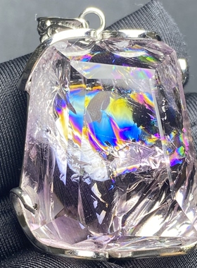 天然紫水晶彩虹随形吊坠女款紫晶项链饰品挂坠项链一物一图