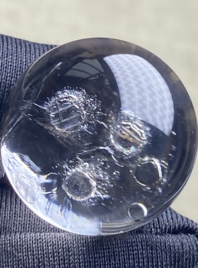 天然水晶包裹体七彩矿石吊坠圆珠DIY水晶单珠饰品项链19.5mm