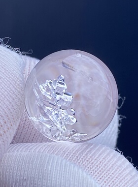 天然水晶包裹体晶中晶胆包吊坠圆珠DIY水晶单珠饰品项链13mm