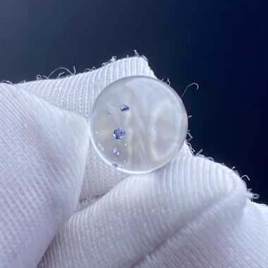 天然水晶包裹体蓝矿吊坠圆珠DIY水晶单珠饰品项链可做戒指8.5mm