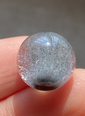 天然水晶蓝发晶吊坠圆珠DIY发晶单珠饰品项链13.5mm 一物一图