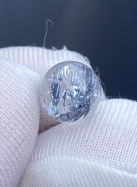 天然水晶包裹体矿石吊坠圆珠DIY水晶单珠饰品可做戒指8.5mm