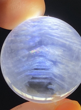 天然白水晶彩虹蓝针吊坠圆珠DIY水晶单珠饰品项链21mm一物一图