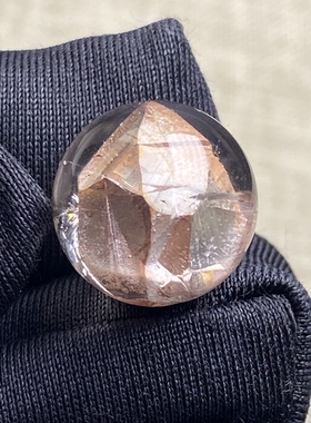 天然水晶包裹体晶中晶吊坠圆珠DIY水晶单珠饰品项链13mm一物一图
