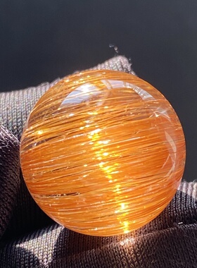 天然水晶铜条发吊坠圆珠DIY发晶顺发铜发晶单珠饰品项链16mm