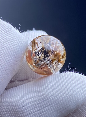 天然水晶紫钛银山吊坠圆珠DIY水晶单珠饰品可做戒指9mm一物一图