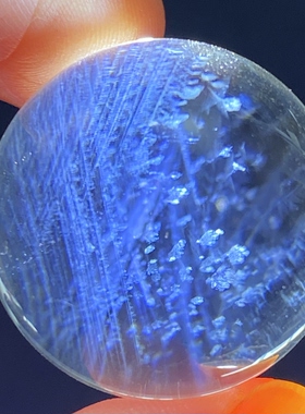 天然白水晶蓝针吊坠圆珠DIY蓝针水晶单珠饰品项链24mm一物一图