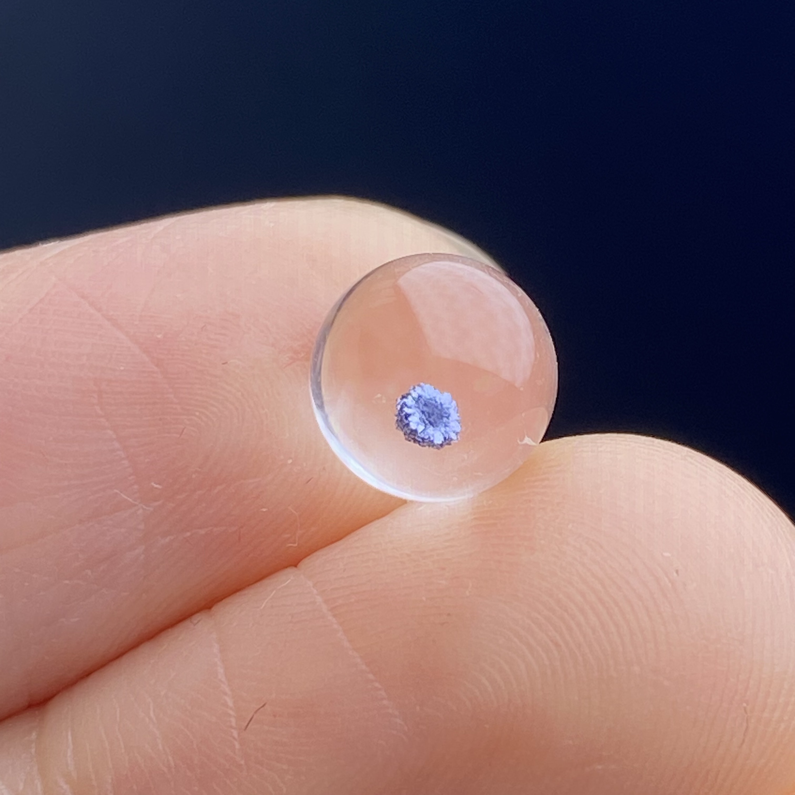 天然水晶包裹体蓝矿花吊坠圆珠DIY水晶单珠饰品项链可做戒指7mm