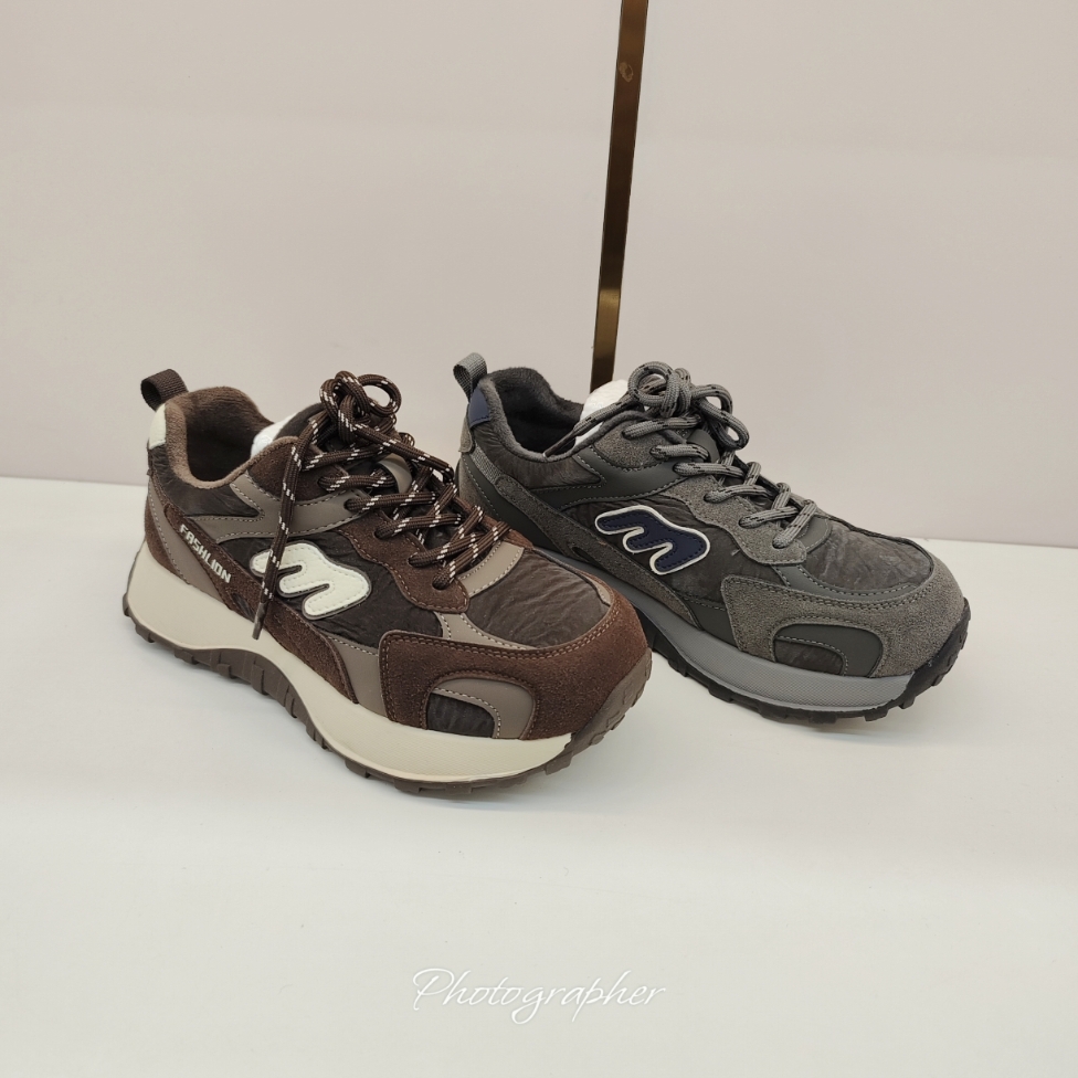 巴宝秀同款实体店真皮女鞋808-806冬季加绒厚底老爹鞋休闲运动鞋