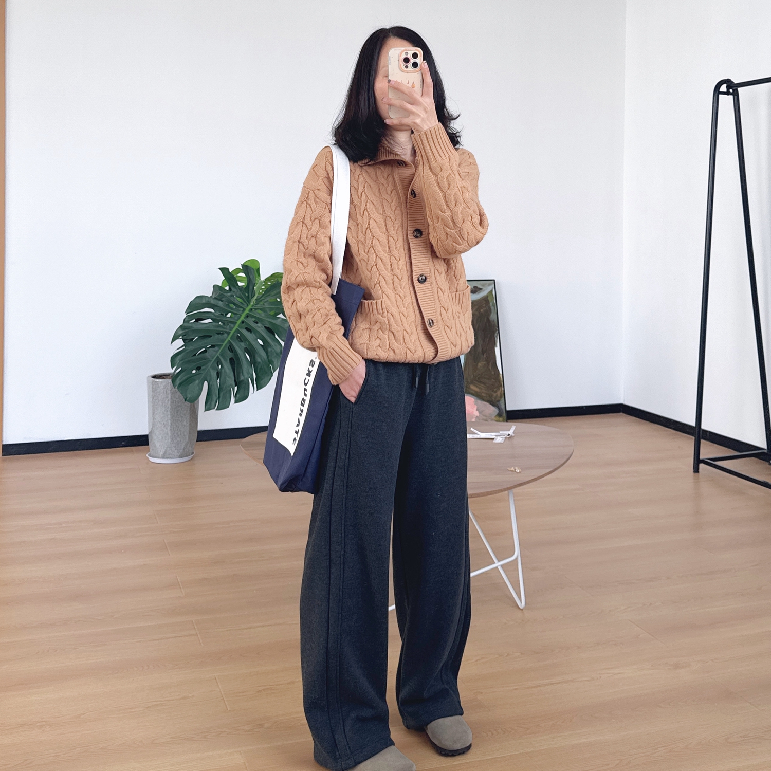 巨显瘦加绒羊毛弯刀阔腿裤冬