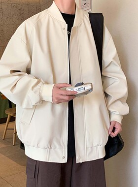棒球服男春秋款2025新款休闲宽松百搭上衣服青少年简约夹克外套男
