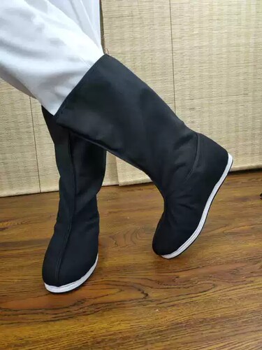 汉服男古装冬季加棉款男女内增高鞋圆头靴官兵搭配圆领袍