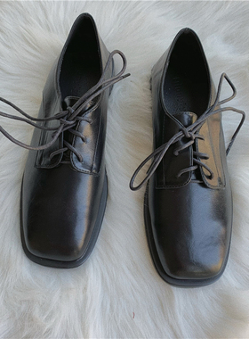 DELIA 超纤皮质感 百搭经典系带小皮鞋单鞋