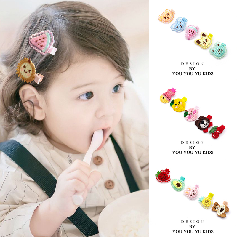 韩版儿童发夹女孩碎发夹刘海边夹可爱卡通女童发卡针织盘发夹子