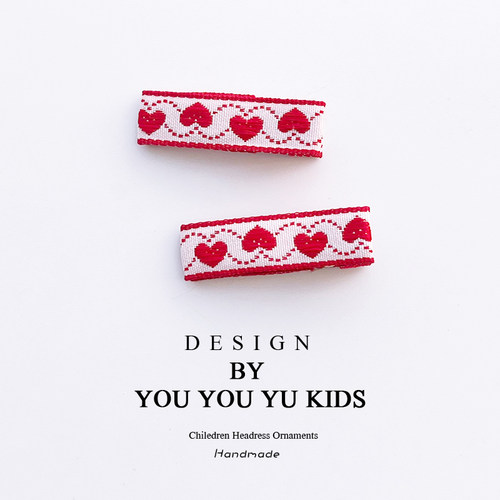 新年发夹爱心全包夹儿童发饰可爱刺绣发夹女童刘海碎发夹侧边夹子