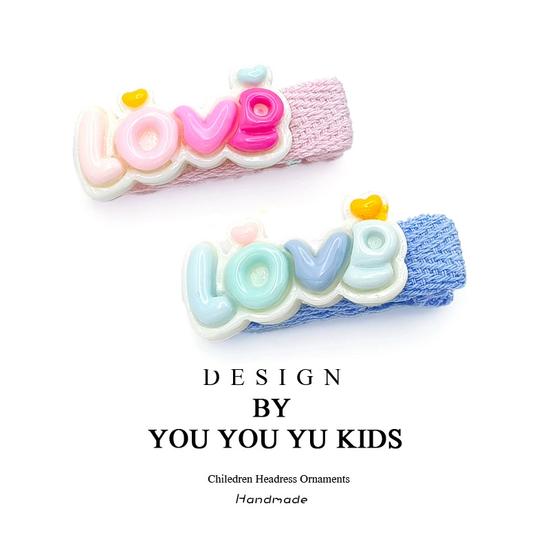 新款字母LOVE爱发夹女童侧边碎发夹不伤发节日刘海夹宝宝发卡头饰