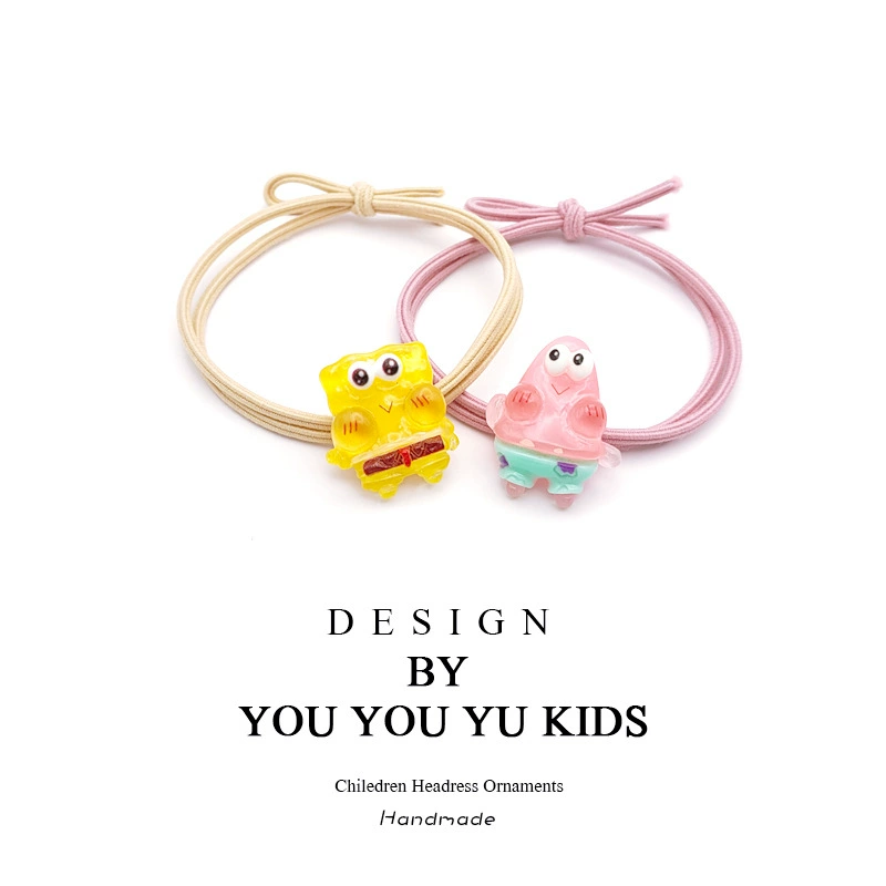 可爱高马尾头绳2024新款海绵宝宝发圈皮筋女扎头高弹力丸子头发绳