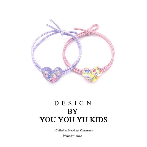 发圈七彩亮片爱心头绳韩版可爱小清新简约个性手链马尾发绳橡皮筋