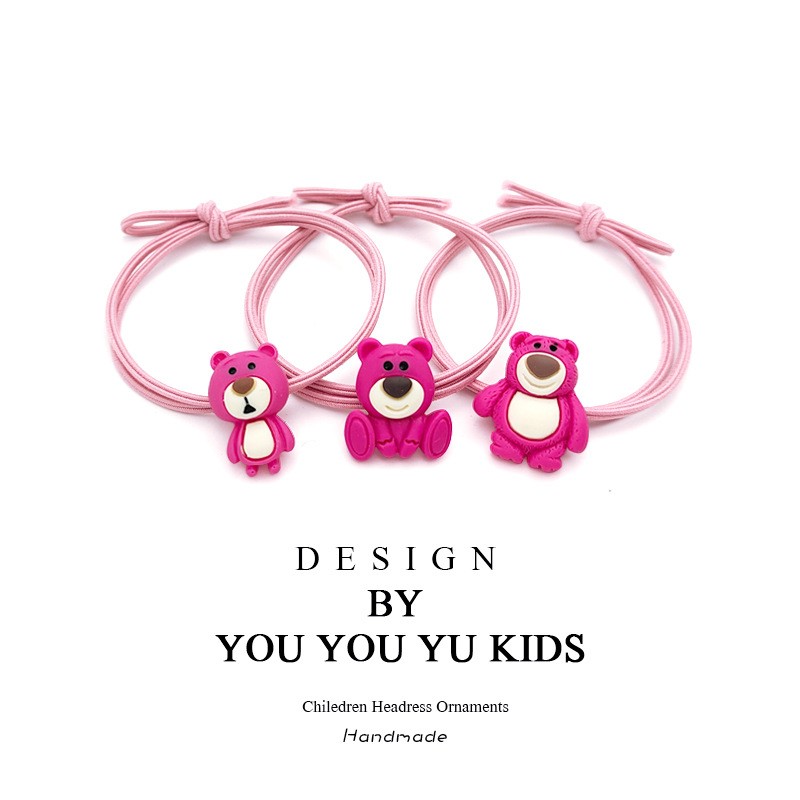 韩版头绳儿童可爱小熊发圈女孩扎马尾丸子头卡通小孩发绳女童皮筋