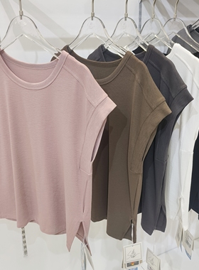 10分V春夏M635莫代尔棉设计感圆领落肩女士短袖基础百搭上衣