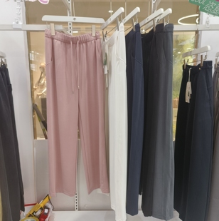 圣雅美82646春夏女时尚百搭直筒美人裤薄款窄版阔腿显瘦高腰长裤