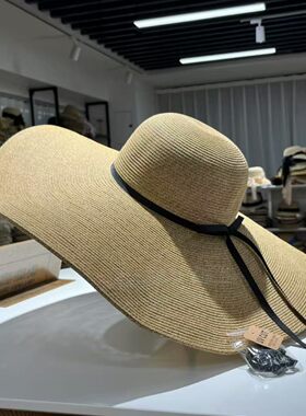 外单帽子女夏天沙滩帽波浪边出游大檐休闲百搭防晒遮阳草帽太阳帽