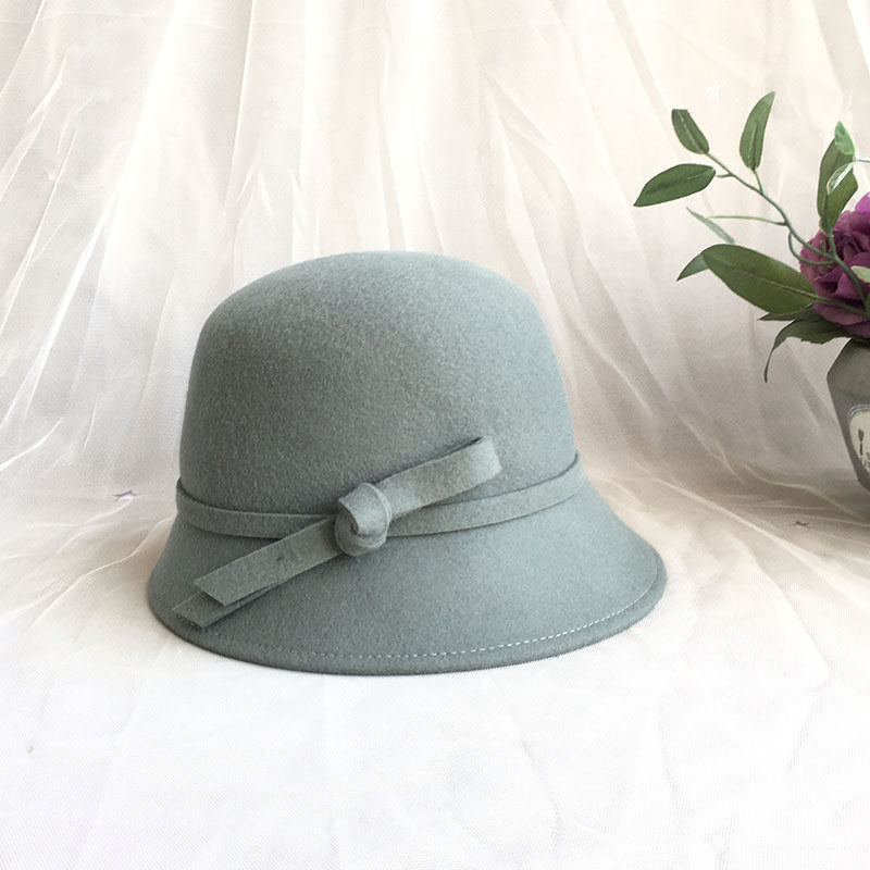 帽子女秋冬百搭渔夫帽圆脸网红日系羊毛礼帽秋季时尚复古毛呢盆帽