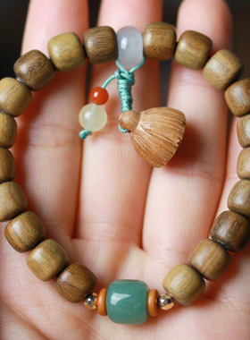 绿檀木手串女小珠子老形珠DIY清凨莲云款装饰手链念珠1.0mm文玩