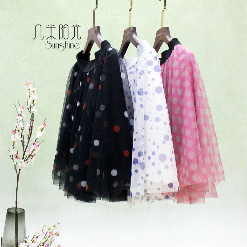 2025秋冬经典波点印花裙高档加密网纱裙半身裙 A字显瘦蓬蓬裙短裙