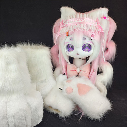 兽头成品现货儿童粉色猫全套定制